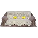 Fab Nation Set of 3 Seater Sofa Covers Set, Beige, Polyster Net Sofa Cover | Stylish &amp; Protective Furniture Covering
