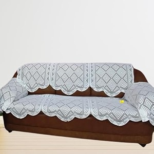 fab nation 6 sofa panels for 3 seater sofa cover with arms - exclusive designer lace net lace sofa covers set whitepolyster