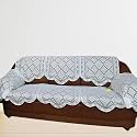 Fab Nation 6 Sofa Panels for 3 Seater Sofa Cover with Arms - Exclusive Designer Lace Net Lace Sofa Covers Set (White,Polyster)