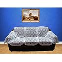 Fab Nation 8 Sofa Panels for 3 Seater Sofa Set, Polyester Blend Slipcover - Net Sofa Cover &amp; Chair Cover Set (White, Floral Design)