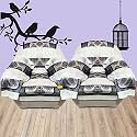 Fab Nation Brown &amp; Cream Color Sofa Cover/Slipcover - 1.1 Seater Sofa Set/Exclusive Designer Sofa Covers/Single Seater Sofa Cover Set with Arm Covers