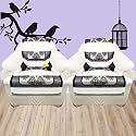 Fab Nation Brown &amp; Cream Color Sofa Cover/Slipcover - 1.1 Seater Sofa Set/Exclusive Designer Sofa Covers/Single Seater Sofa Cover Set