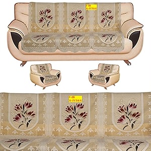 fab nation combo of 10 polyester blend sofa panels for 5 seater and net cover set yellow
