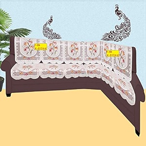 fab nation sofa cover l shape 7 seater with corner l type fully covered sofa set for living room  cotton sofa slipcovers for 4  3 seaters cover with 2 arms  floral brown