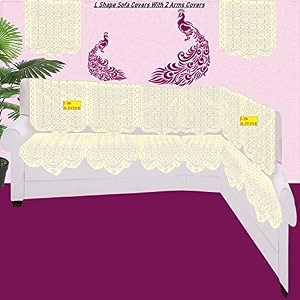 fab nation cotton l shape sofa covers for 5 seater sofa set  sofa slipcovers for 3  2 seaters cover with 2 arms  1 table cover  black amp white