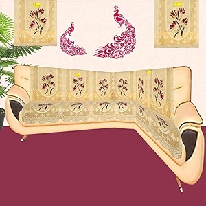 fab nation cotton l shape sofa covers for 5 seater sofa set  sofa slipcovers for 3  2 seaters cover with 2 arms  floral yellow