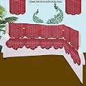 Fab Nation Cotton Blend L Shape 5/6 Seater 15 Pcs Sofa Cover with Arm Covers | 2pc Triple Seater, 2 pc Double Seater, 2pc Single, 2 pc Single Arm Covers, Maroon, Standard | for Living Room