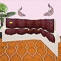 Fab Nation Cotton Blend L Shaped 6 Seater (13 Pcs) Floral Sofa Covers with Arm Covers | Maroon | (2pc Tripple Seater; 2pc Double-Seater; 2 pc Single-Seater. 2 pc Single Arm Covers) - for Living Room