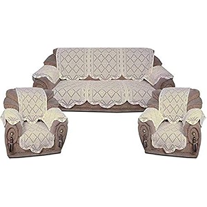 fab nation cream sofa covers with arms for 311 seater sofa - exclusive net lace design off-white