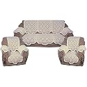Fab Nation Cream Sofa Covers with Arms for 3+1+1 Seater Sofa - Exclusive NET LACE Design, Off-White