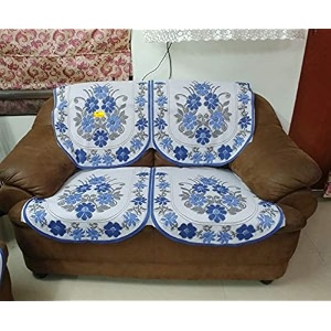 fab nation double seater sofa covers set blue premium polyester net sofa covers