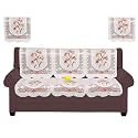 Fab Nation Elegant Floral 3 Seater Sofa Cover with Arm Covers | Net Polyster Fabric in Excluive Rose Design