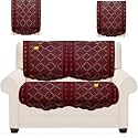Fab Nation Floral Set of 2 Seater Sofa Covers with Arms Set Maroon, Polyster Net Sofa Cover