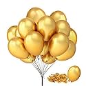 Fab Nation Golden Metallic Balloons - Pack Of 50 | For New Year Decoration, Birthday Decoration, Party Decoration, Wedding Decoration, Anniversary Party, Bridal Shower (Pack Of 50 Pcs)