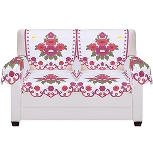 fab nation set of 2 seater sofa covers with arms set set floral white amp pink premium polyster net sofa cover