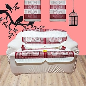 fab nation maroon amp cream color sofacoverslipcover with arms - 2 seater sofa setexclusive designer sofa covers  2 seater sofa cover sets