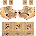 Fab Nation Premium 2 Seater Sofa Cover with Arms Net Polyster Fabric in Excluive Multicolour Floral Design Sofa Cover (Yellow)