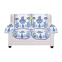 Fab Nation Luxurious 2 Seater with Arm Covers Net Polyester Blend Fabric Floral Sofa Cover (Royal Blue &amp; Coral Blue, Design May Vary, Large)