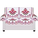 Fab Nation Set of 2 Seater Sofa Covers with Arms Set Set Floral White &amp; Pink, Premium Polyster Net Sofa Cover