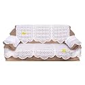 Fab Nation Premium 2 Seater Sofa Cover with Arms | Net Polyster Fabric in Excluive Floral Circle Design Sofa Cover (White) (Design May Vary)