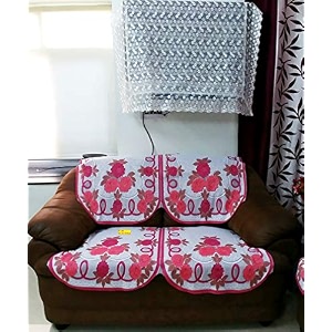 fab nation luxurious 2 seater net polyster fabric pink floral sofa cover