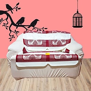 fab nation maroon amp cream color sofacoverslipcover - 2 seater sofa setexclusive designer sofa covers  2 seater sofa cover sets
