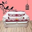 Fab Nation Maroon &amp; Cream Color Sofacover/Slipcover - 2 Seater Sofa Set/Exclusive Designer Sofa Covers / 2 Seater Sofa Cover Sets