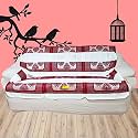 Fab Nation Maroon &amp; Cream Color Sofacover/Slipcover - 3 Seater Sofa Set/Exclusive Designer Sofa Covers / 3+2 Seater Sofa Cover Sets