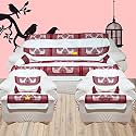 Fab Nation Maroon &amp; Cream Color Sofa Cover/Slipcover - 5 Seater Sofa Set/Exclusive Designer Sofa Covers / 3+1+1 Seater Sofa Cover Set