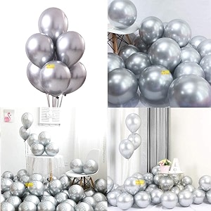 fab nation metallic balloons for birthday decoration parties anniversary bridal shower theme party wedding set of 50 silver