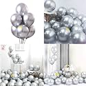 Fab Nation Metallic Balloons for Birthday Decoration Parties Anniversary Bridal Shower Theme Party Wedding (Set of 50, Silver)