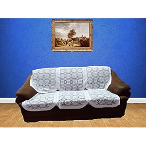 fab nation net amp polyester blend floral design 6 sofa panels slipcover set for 3 seater sofa white large