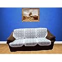 Fab Nation Net &amp; Polyester Blend Floral Design 6 Sofa Panels Slipcover Set for 3 Seater Sofa (White, Large)