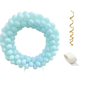 fab nation pack of 100 cool aqua color balloons with arch tape amp ribbon - premium latex balloons for arches amp decorations  ideal for parties weddings and events  easy assembly amp elegant finish