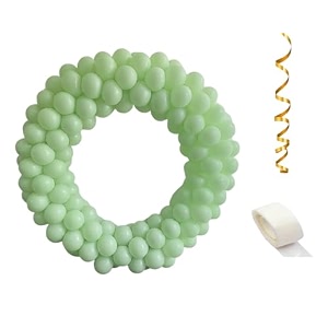 fab nation pack of 100 meadow green color balloons with arch tape amp ribbon - premium latex balloons for arches amp decorations  ideal for parties weddings and events  easy assembly amp elegant finish