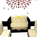 Fab Nation Polyester Sofa Cover 3 Seater and 2 Seater Sofa Set/Net Lace Sofa-Cover &amp; Chair Cover Set (Cream Color, Large)