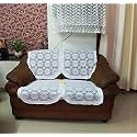 Fab Nation Premium 2 Seater Net Polyster Fabric in Excluive Floral Design Sofa Cover; White
