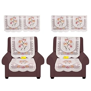 fab nation premium 2 seater sofa cover with arms  net polyster fabric in excluive floral design with pink and orange flower print sofa cover