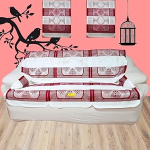 fab nation maroon amp cream color sofacoverslipcover with arms - 3 seater sofa setexclusive designer sofa covers  3 seater sofa cover sets