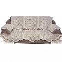 Fab Nation Set of 3 Seater Sofa Covers with Arms Set, Beige, Polyster Net Sofa Cover | Stylish &amp; Protective Furniture Covering