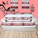 Fab Nation Maroon &amp; Cream Color Sofacover/Slipcover with Arms - 3 Seater Sofa Set/Exclusive Designer Sofa Covers / 3 Seater Sofa Cover Sets