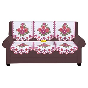 fab nation premium net lace 3 seater sofa coverpinkwhitegolden design might vary