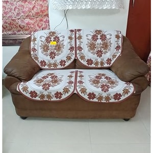 fab nation set of 2 seater sofa covers set floral brown polyster net sofa cover  stylish amp protective furniture covering
