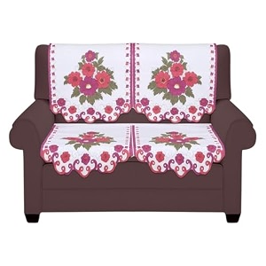 fab nation set of 2 seater sofa covers set set floral white amp pink premium polyster net sofa cover
