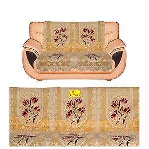 fab nation premium 2 seater sofa cover net polyster fabric in excluive multicolour floral design sofa cover yellow