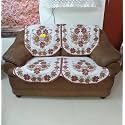 Fab Nation Set of 2 Seater Sofa Covers Set Floral Brown, Polyster Net Sofa Cover | Stylish &amp; Protective Furniture Covering