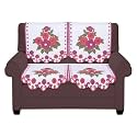 Fab Nation Set of 2 Seater Sofa Covers Set Set Floral White &amp; Pink, Premium Polyster Net Sofa Cover