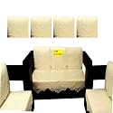 Fab Nation Polyester Sofa Cover with Arms, 3 Seater and 2 Seater Sofa Set/Net Lace Sofa-Cover &amp; Chair Cover Set (Cream Color, Large)
