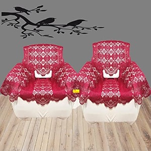 fab nation set of 11 seater sofa covers set with arms maroonpolyster net sofa cover
