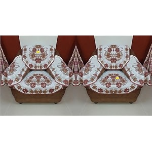 fab nation set of 2 seater sofa covers with arms set 11 sofa cover floral brown premium polyster net sofa cover